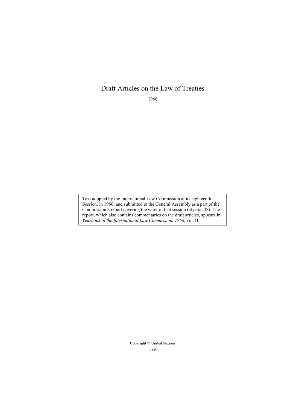 Draft Articles on the Law of Treaties