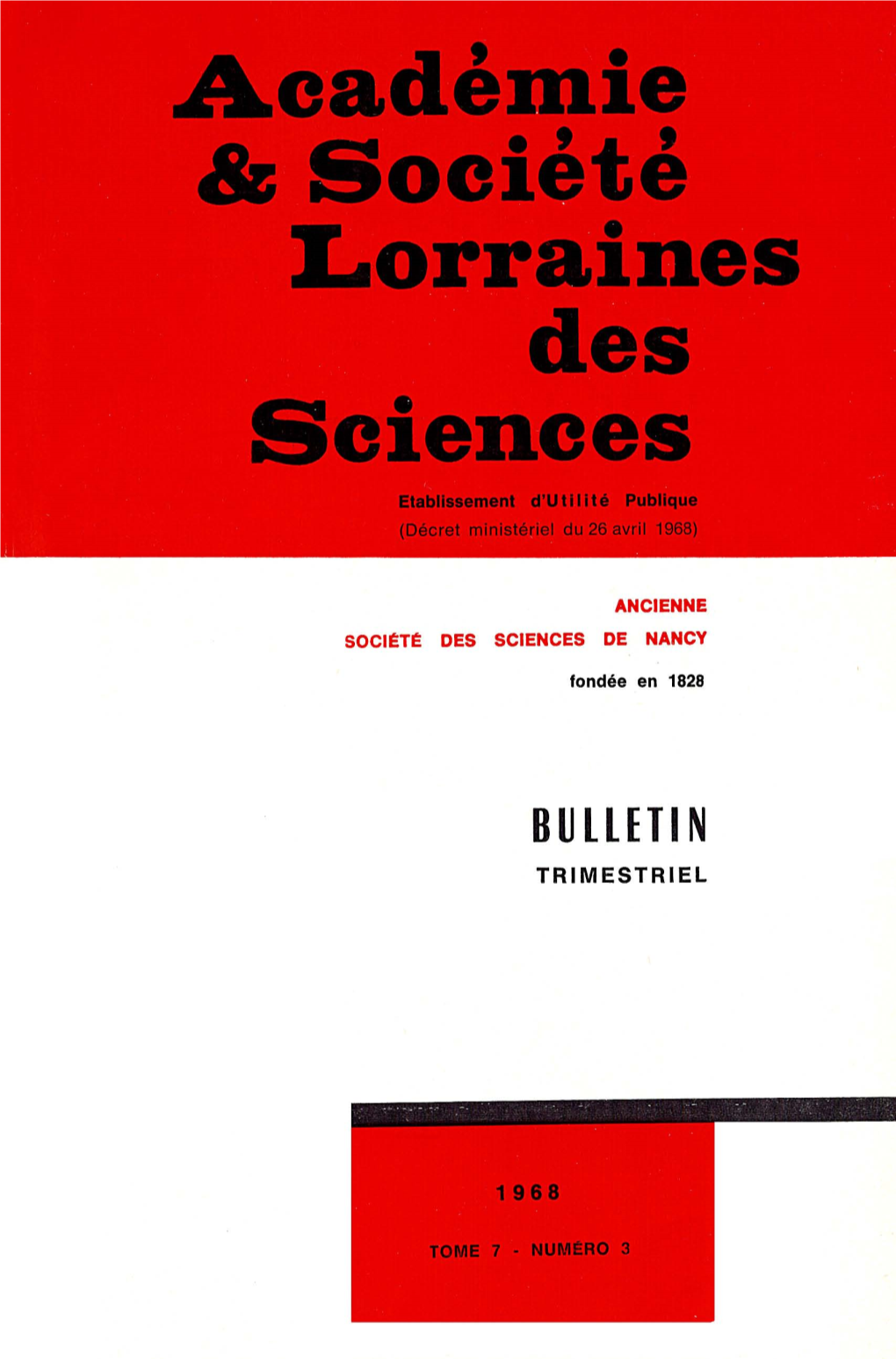 Académie & Société Lorraines Des Sciences