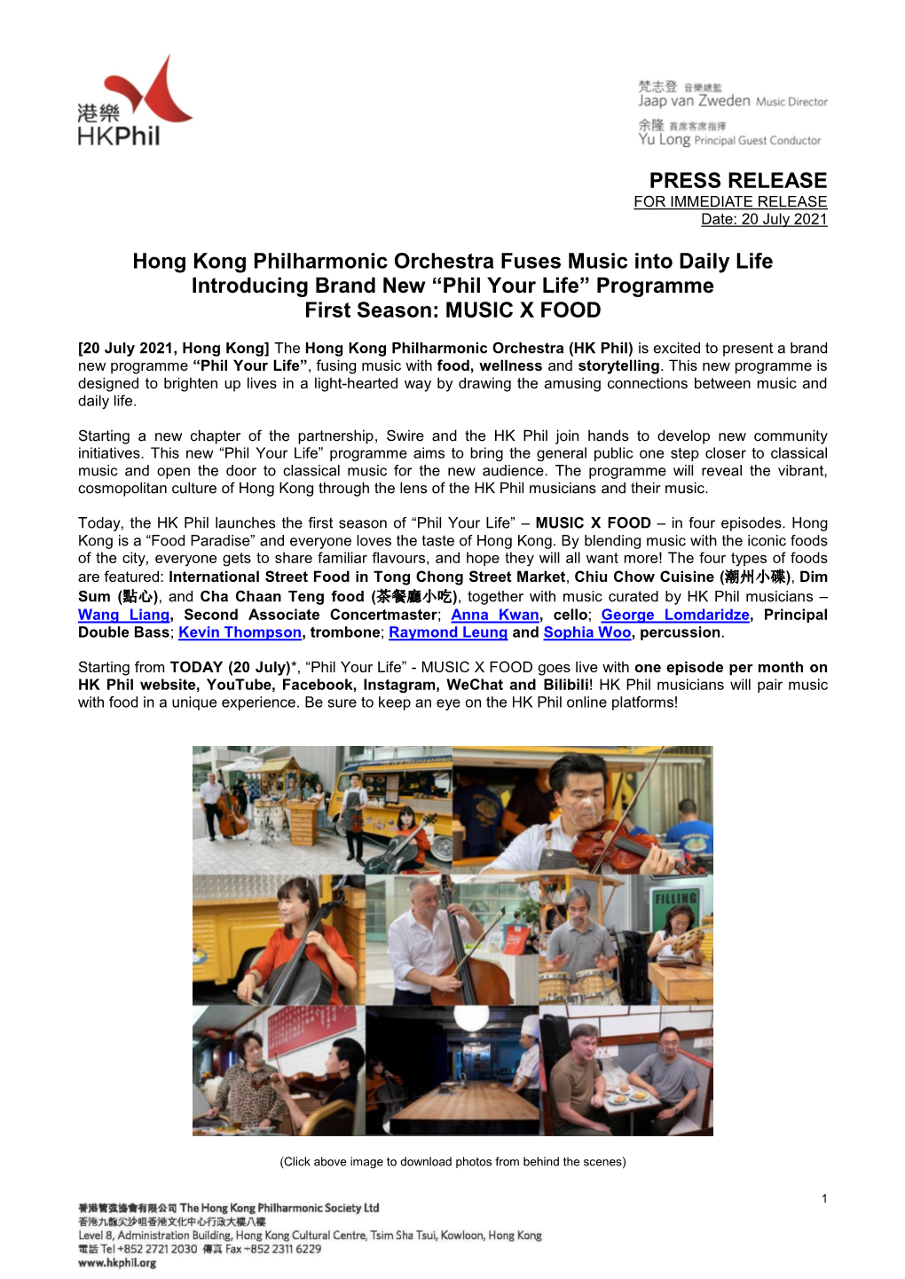 PRESS RELEASE Hong Kong Philharmonic Orchestra Fuses