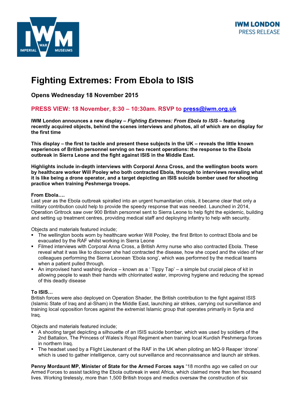 Fighting Extremes: from Ebola to ISIS