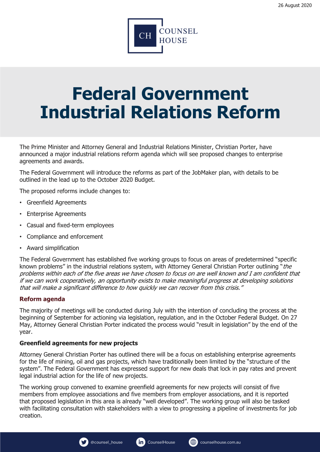 Federal Government Industrial Relations Reform