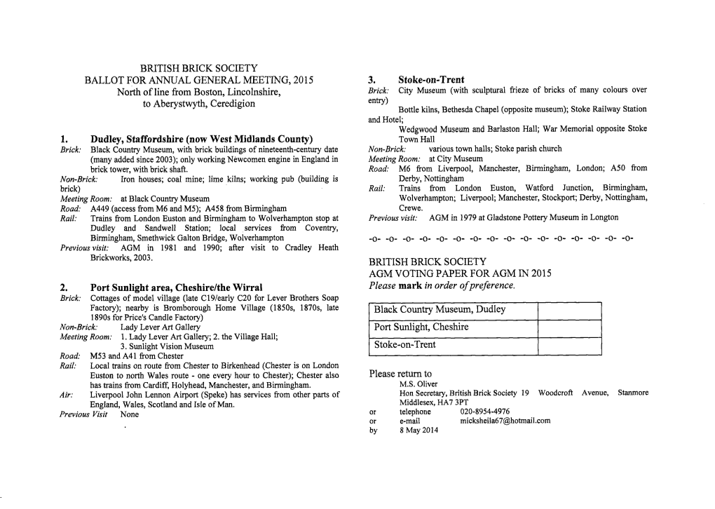 British Brick Society Ballot for Annual General Meeting, 2015 3