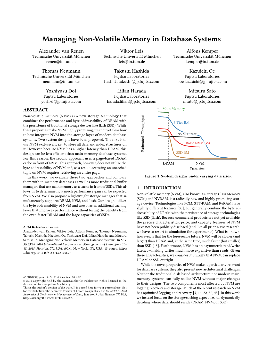 Managing Non-Volatile Memory in Database Systems