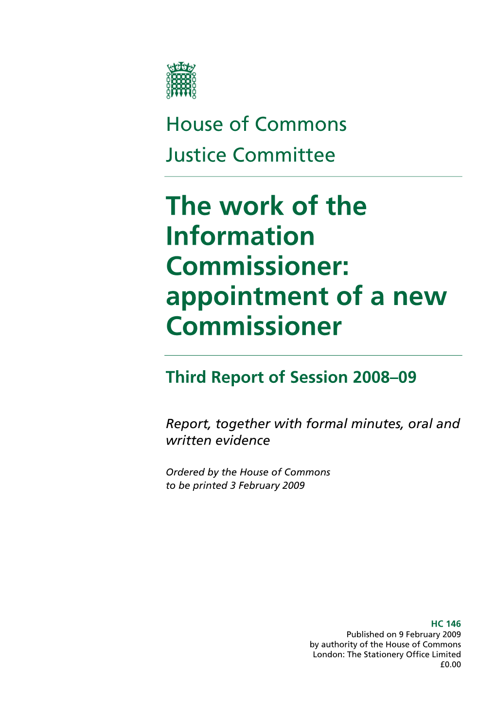 The Work of the Information Commissioner: Appointment of a New Commissioner