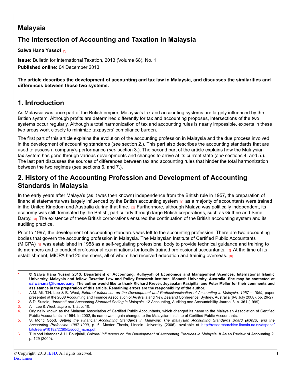 Malaysia the Intersection of Accounting and Taxation in Malaysia