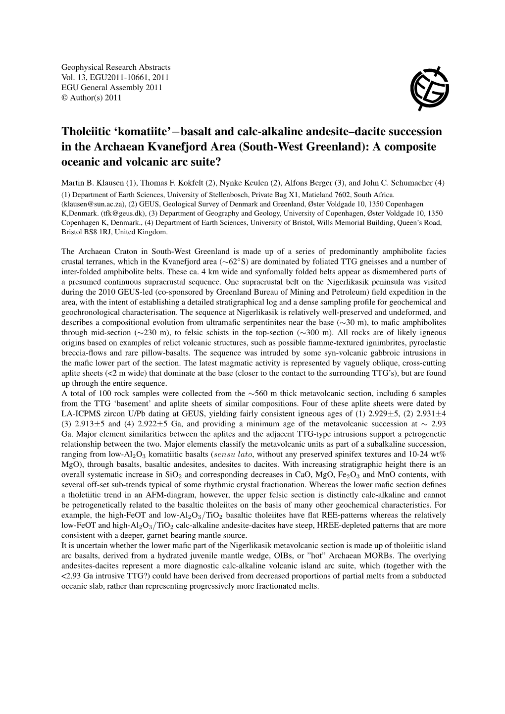 Tholeiitic 'Komatiite'−Basalt and Calc-Alkaline Andesite–Dacite