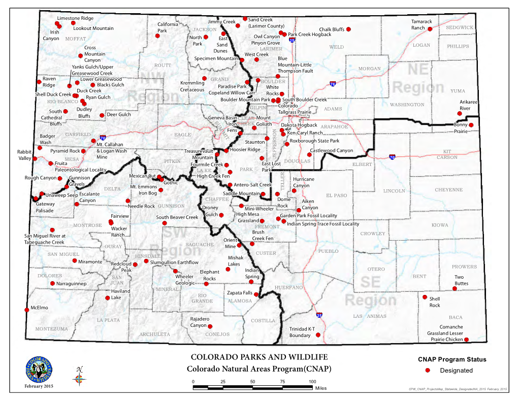 Statewide Designated Natural Areas Map 2015
