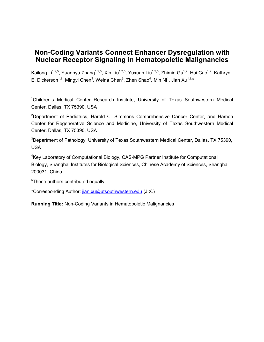 Non-Coding Variants Connect Enhancer Dysregulation with Nuclear Receptor Signaling in Hematopoietic Malignancies