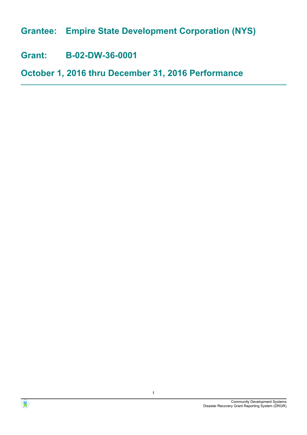 October 1, 2016 Thru December 31, 2016 Performance B-02-DW-36