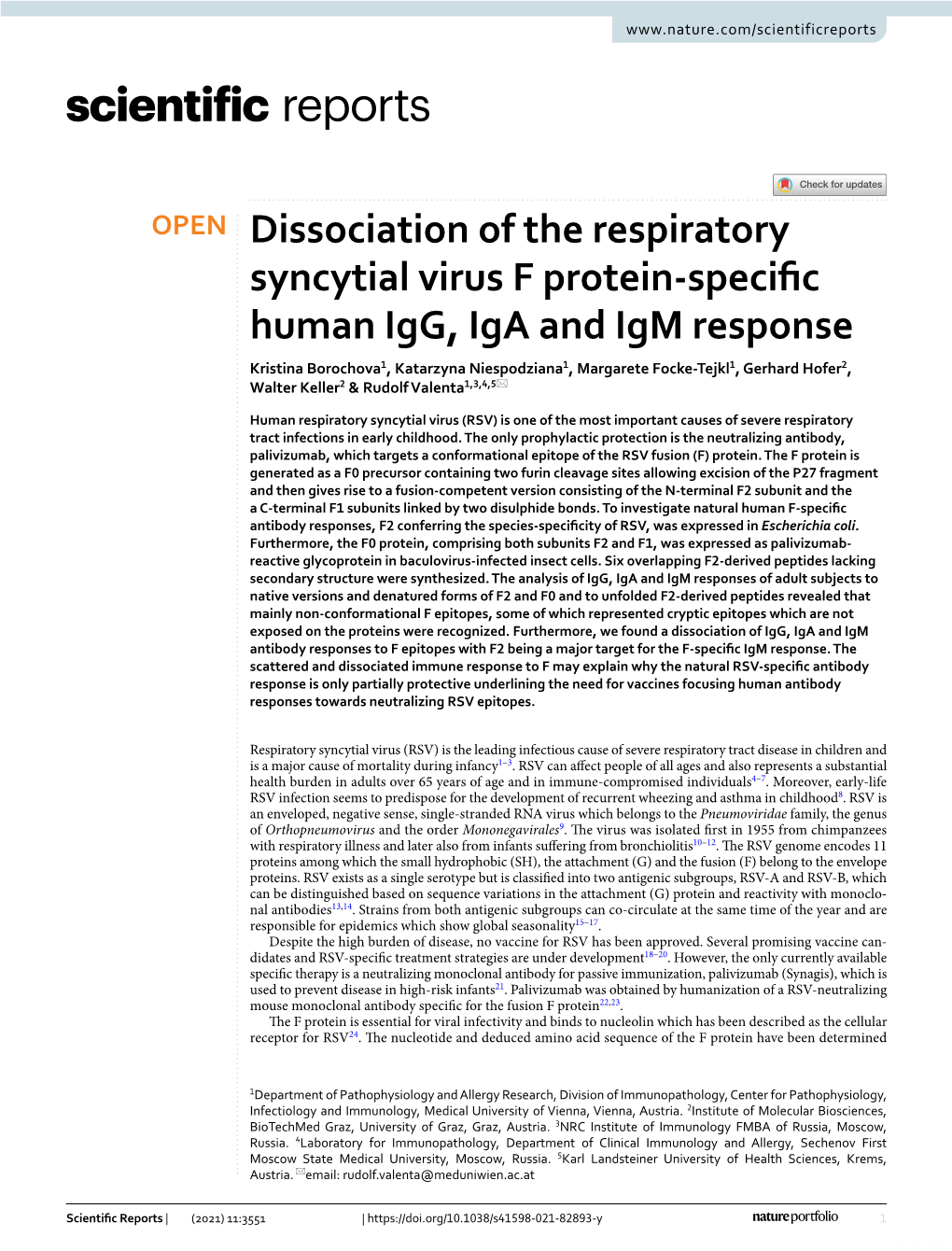 Dissociation of the Respiratory Syncytial Virus F Protein-Specific