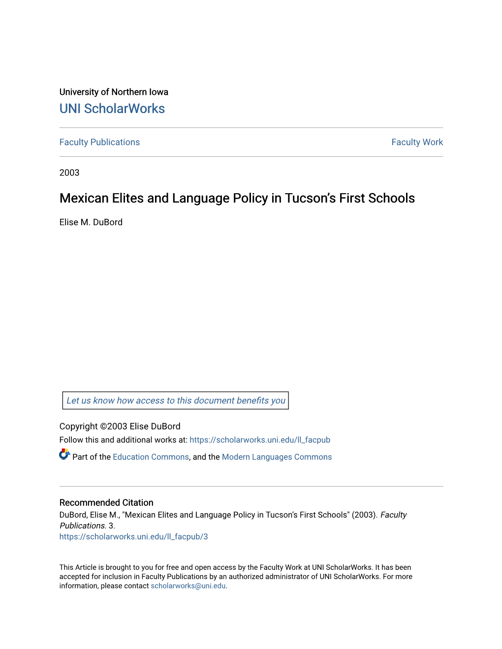 Mexican Elites and Language Policy in Tucson's First Schools