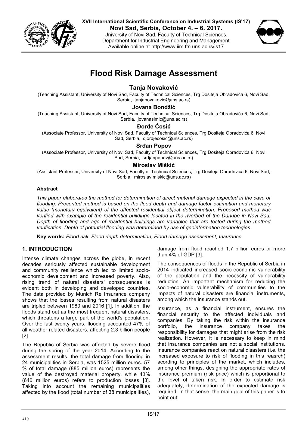 Flood Risk Damage Assessment