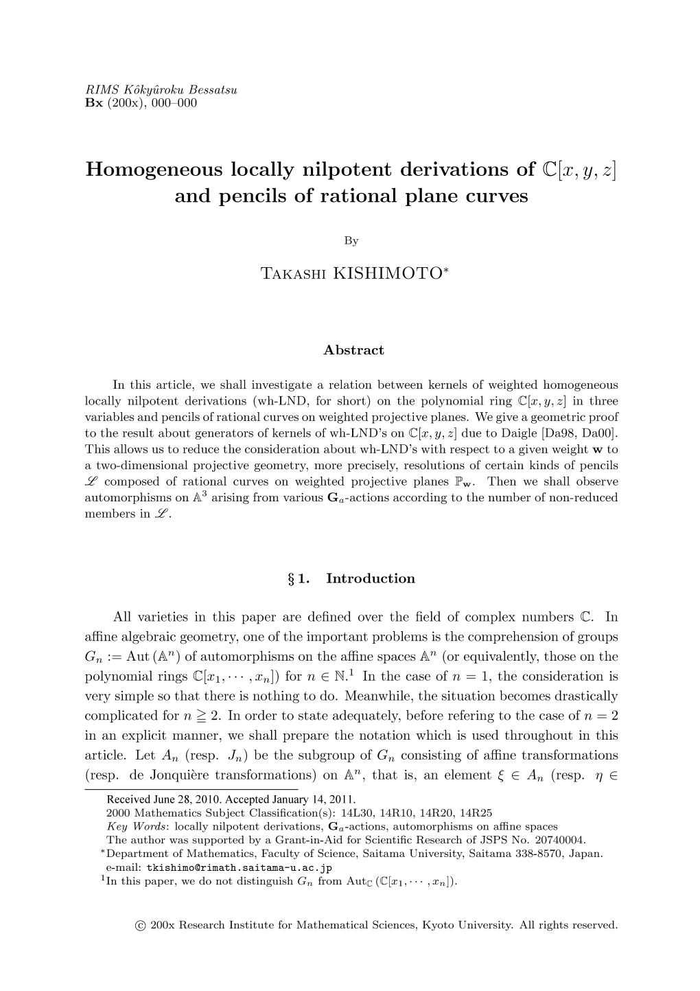 Homogeneous Locally Nilpotent Derivations of $\Mathbb{C}[X,Y,Z