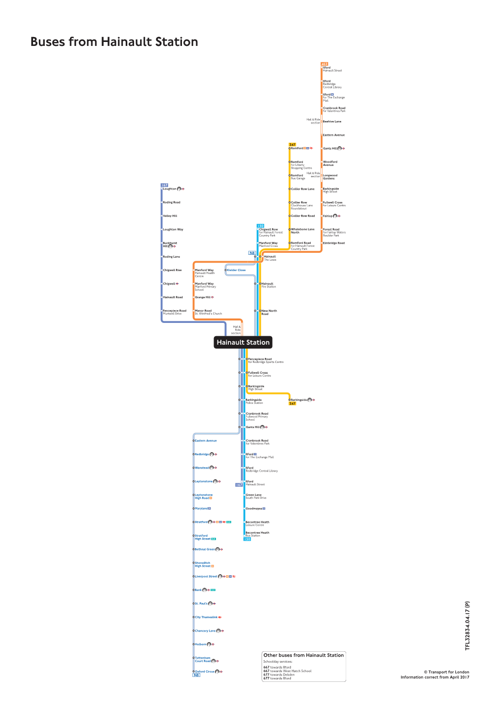 Buses from Hainault Station