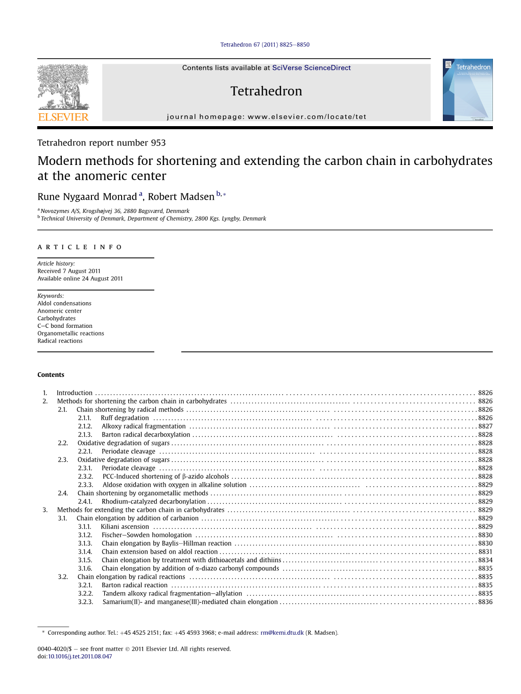 Modern Methods for Shortening and Extending the Carbon Chain in Carbohydrates at the Anomeric Center