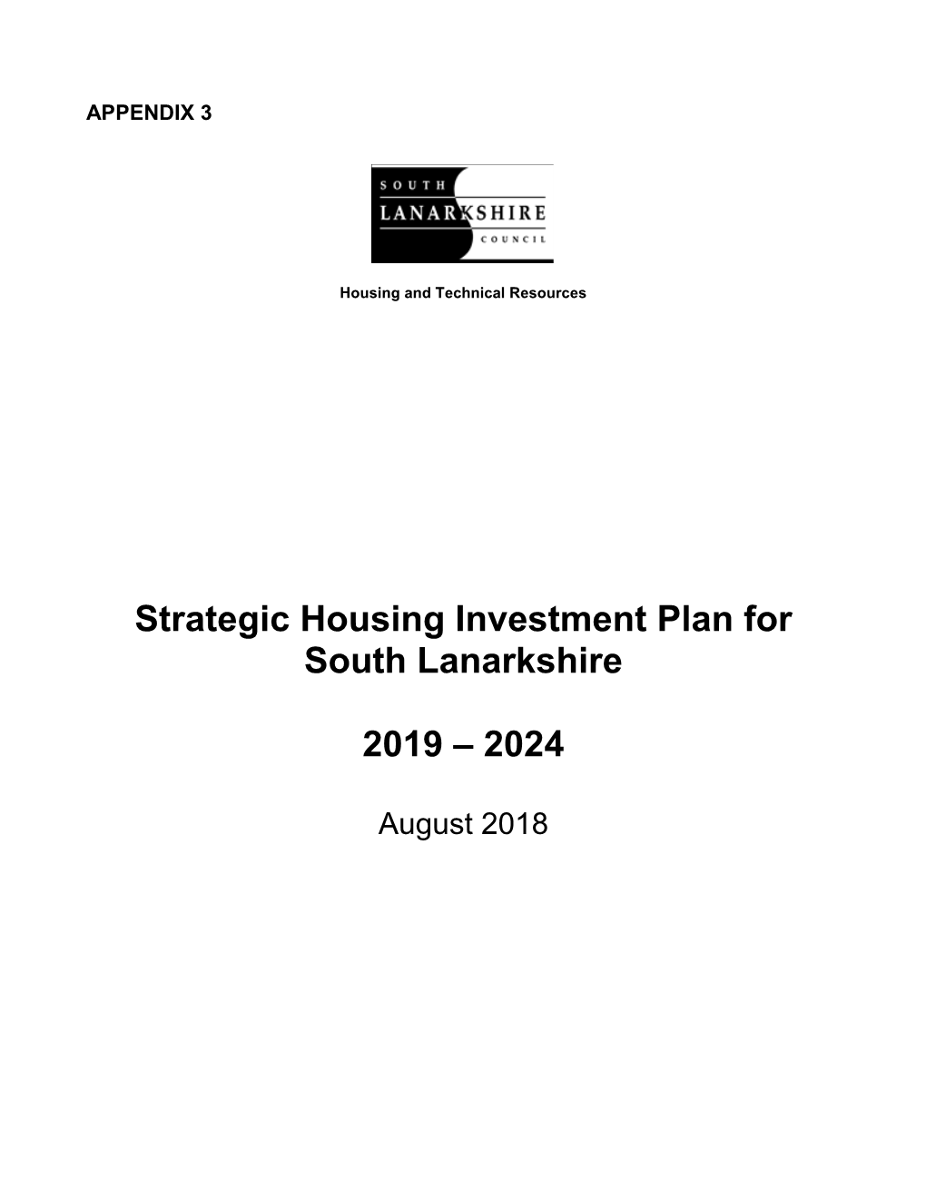 Strategic Housing Investment Plan for South Lanarkshire 2019