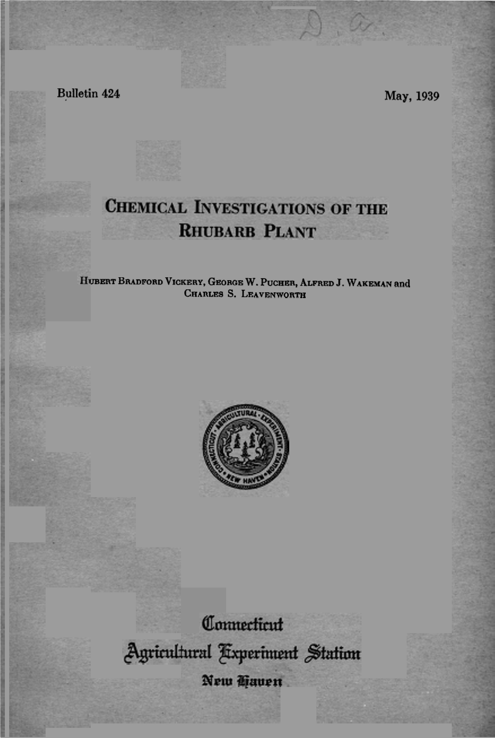 Chemical Investigations of the Rhubarb Plant