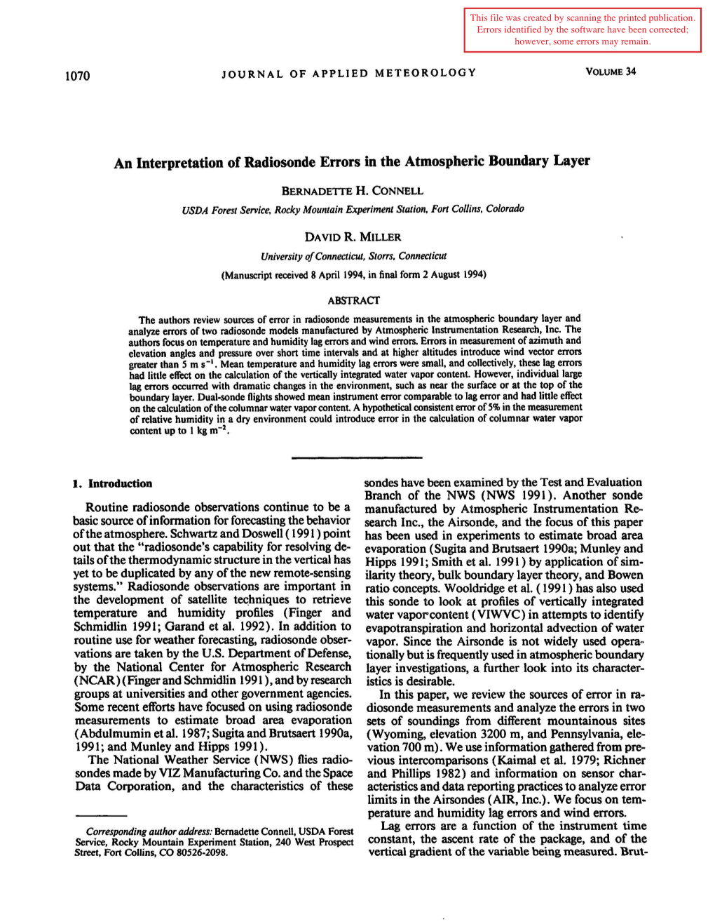 An Interpretation of Radiosonde Errors in the Atmospheric Boundary Layer