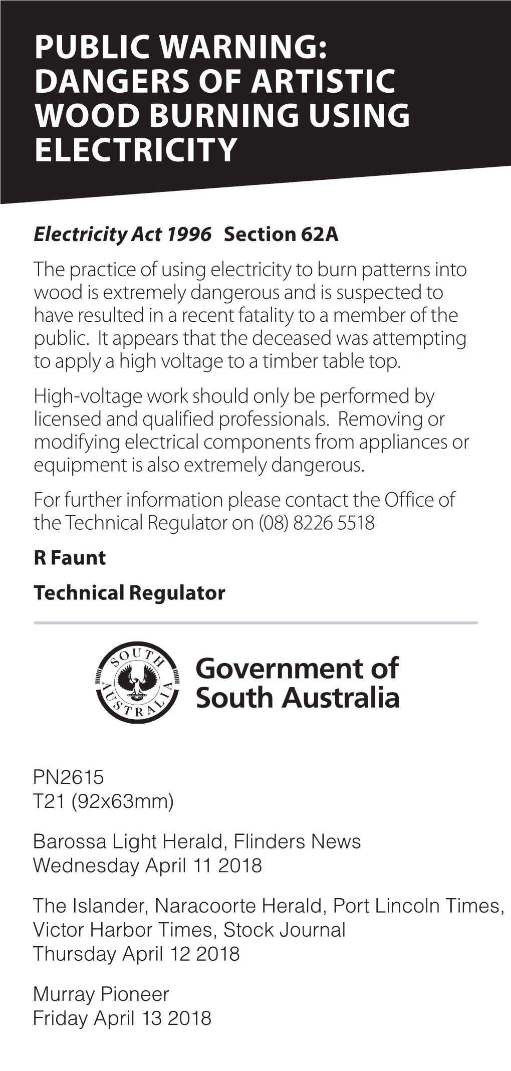 Public Warning: Dangers of Artistic Wood Burning Using Electricity