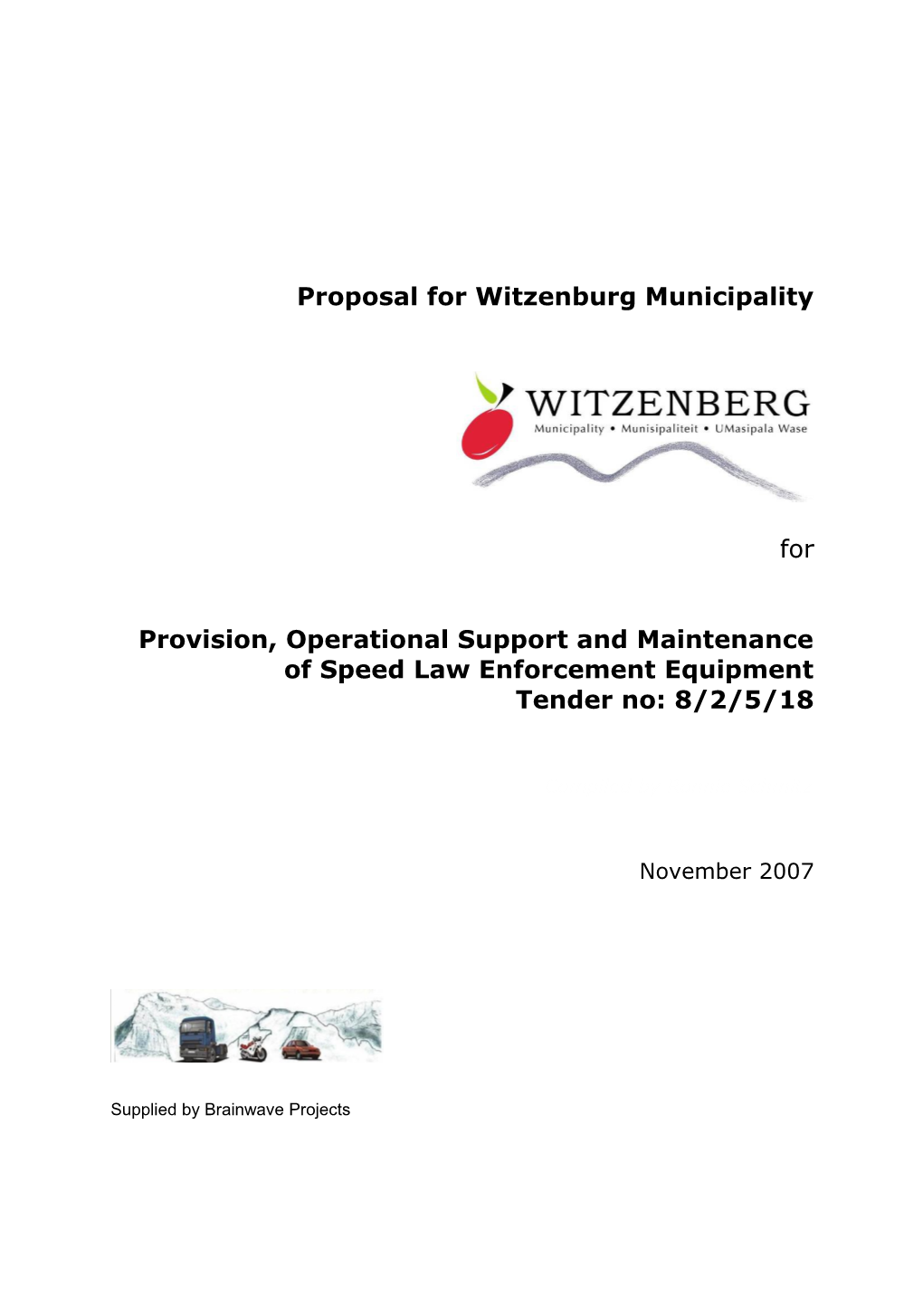 Witzenburg Municipality - Tender No: 8/2/5/18