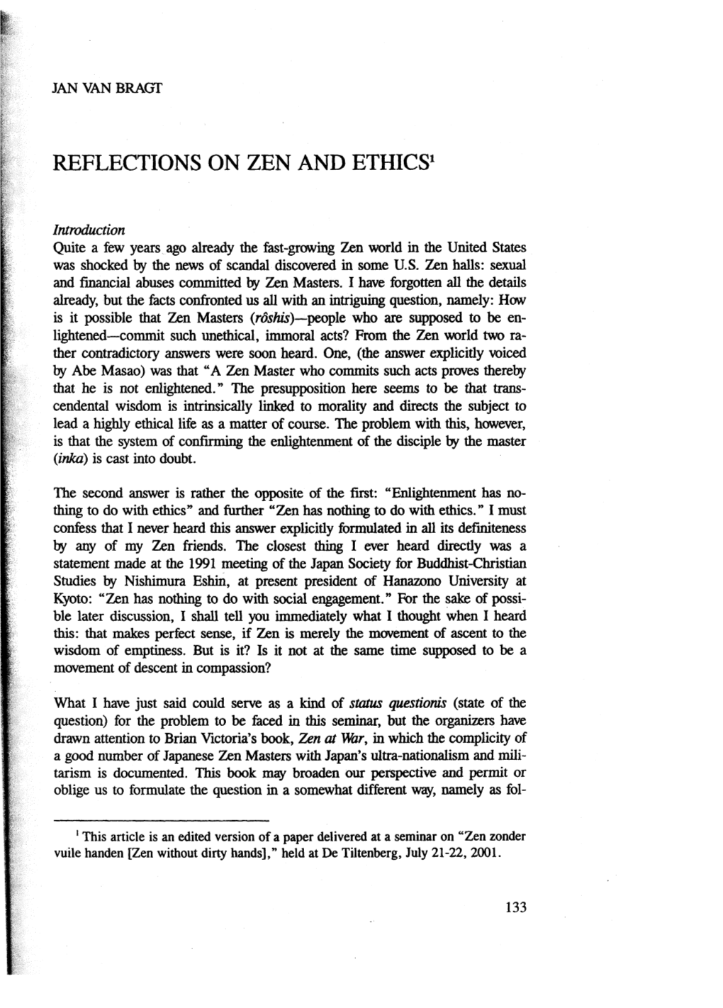 Reflections on Zen and Ethics•
