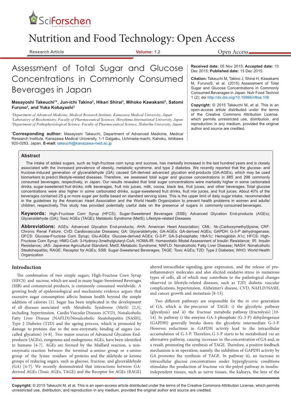 Assessment of Total Sugar and Glucoseconcentrations In