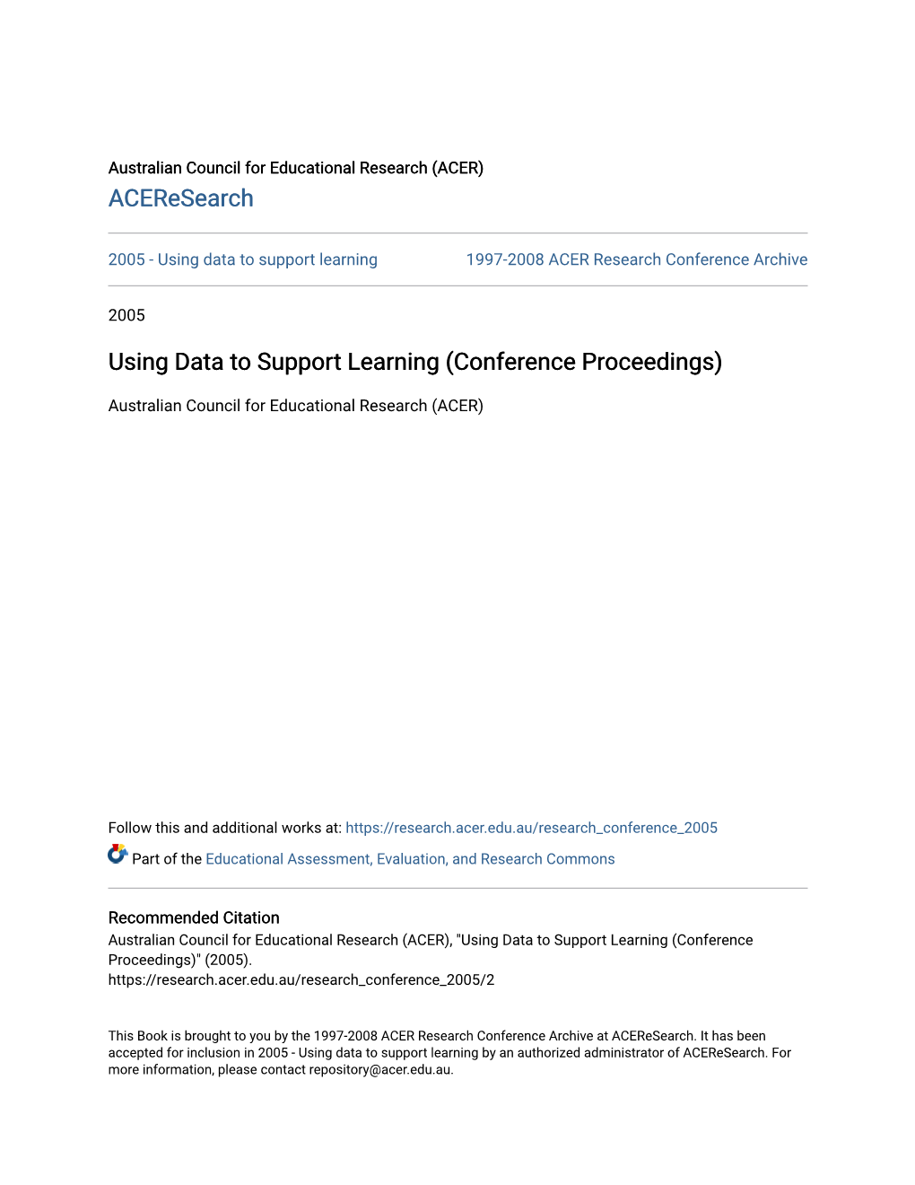 Using Data to Support Learning (Conference Proceedings)