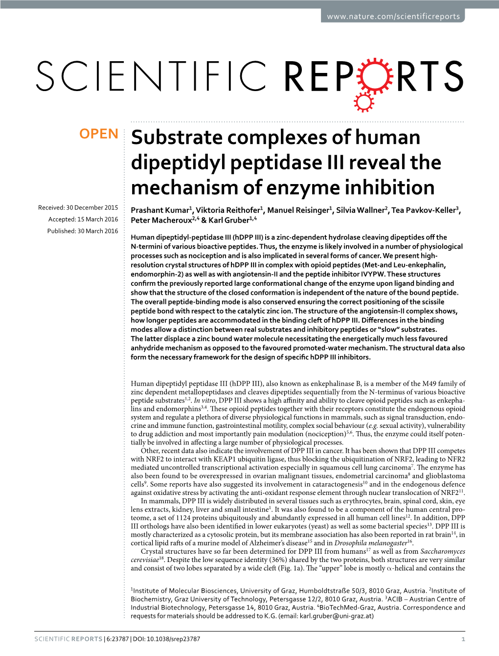 Substrate Complexes of Human Dipeptidyl Peptidase III Reveal The