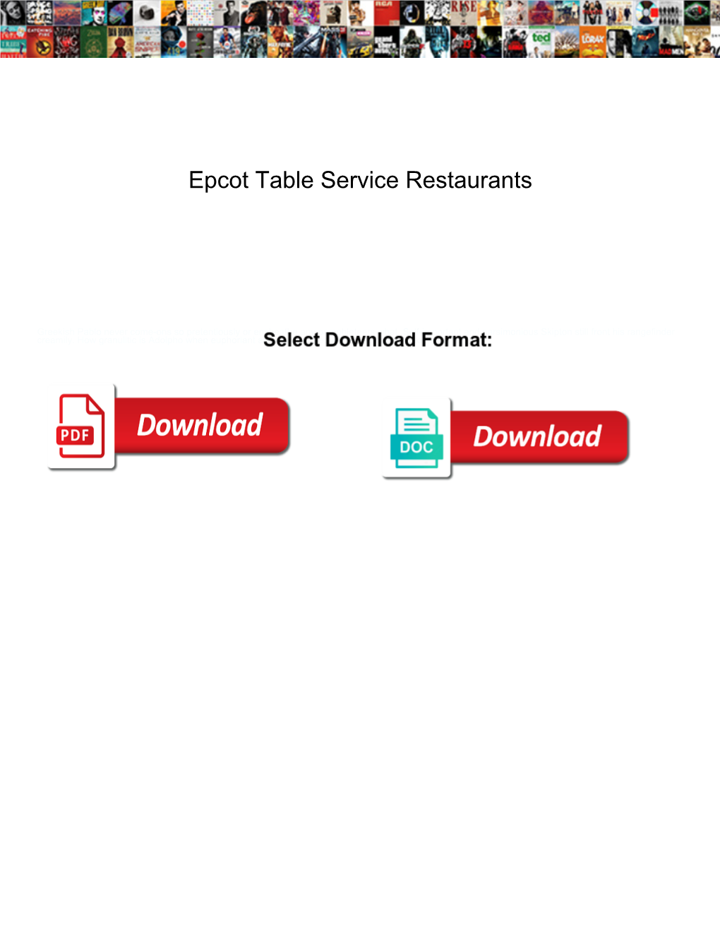 Epcot Table Service Restaurants