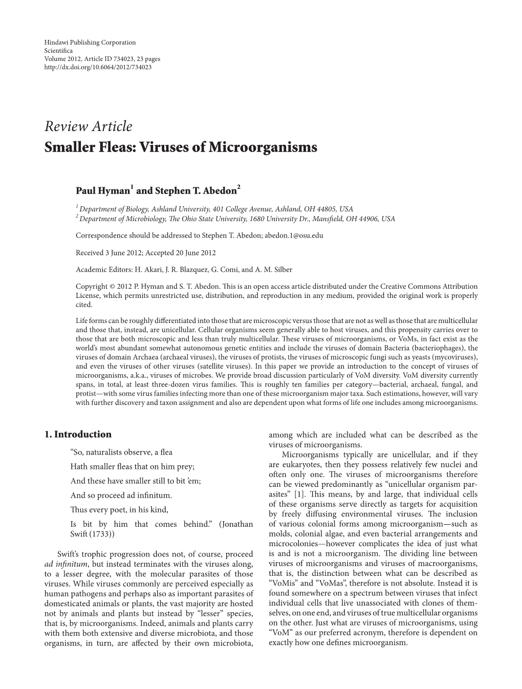 Review Article Smaller Fleas: Viruses of Microorganisms