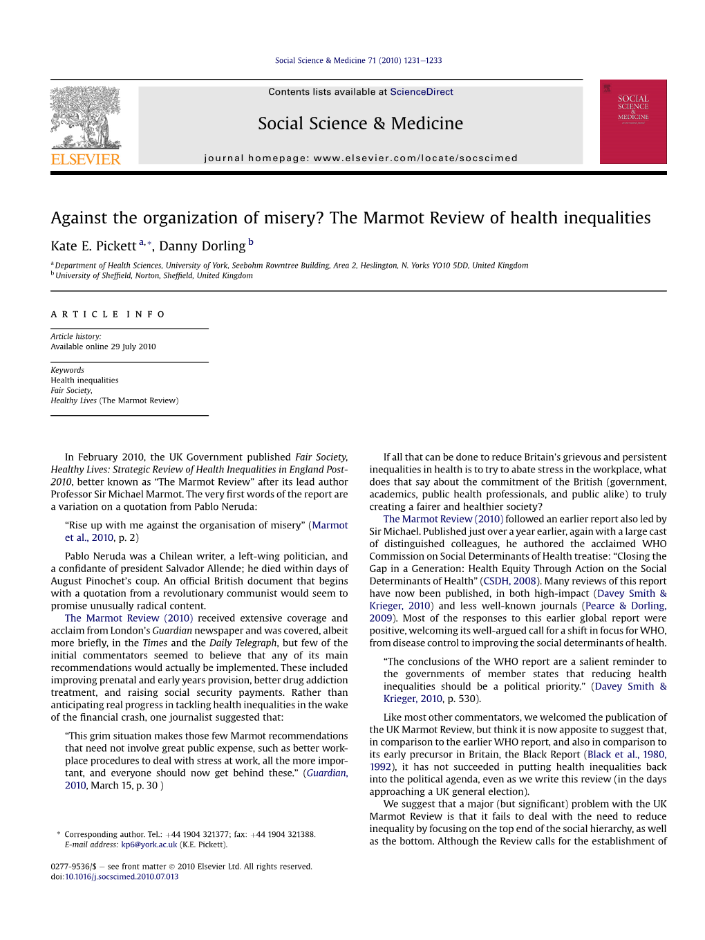 The Marmot Review of Health Inequalities
