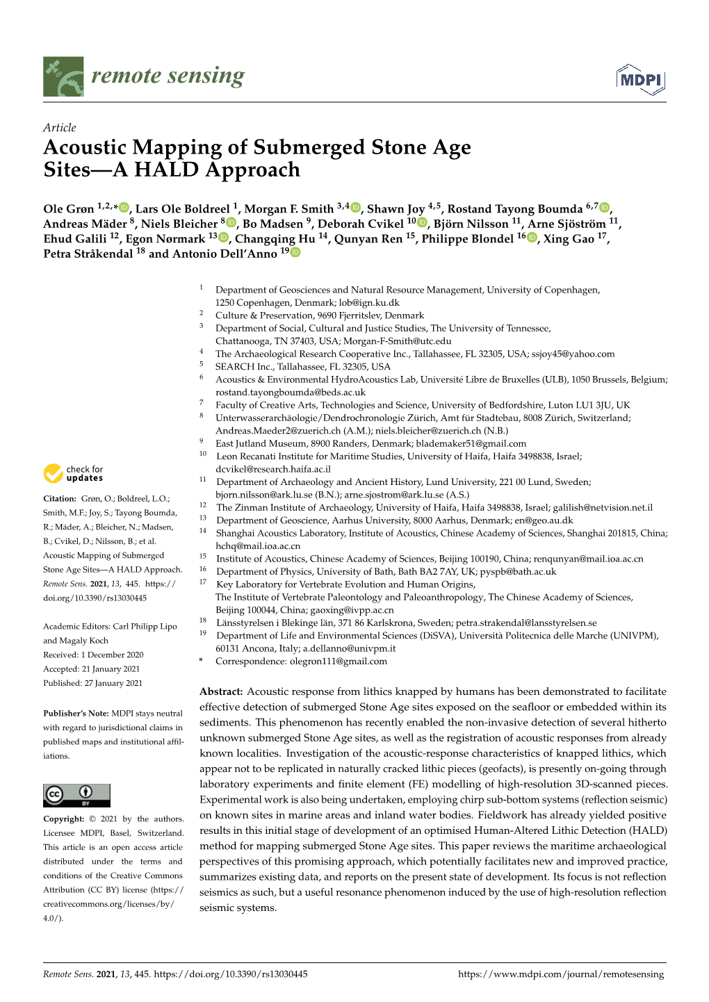 Acoustic Mapping of Submerged Stone Age Sites—A HALD Approach