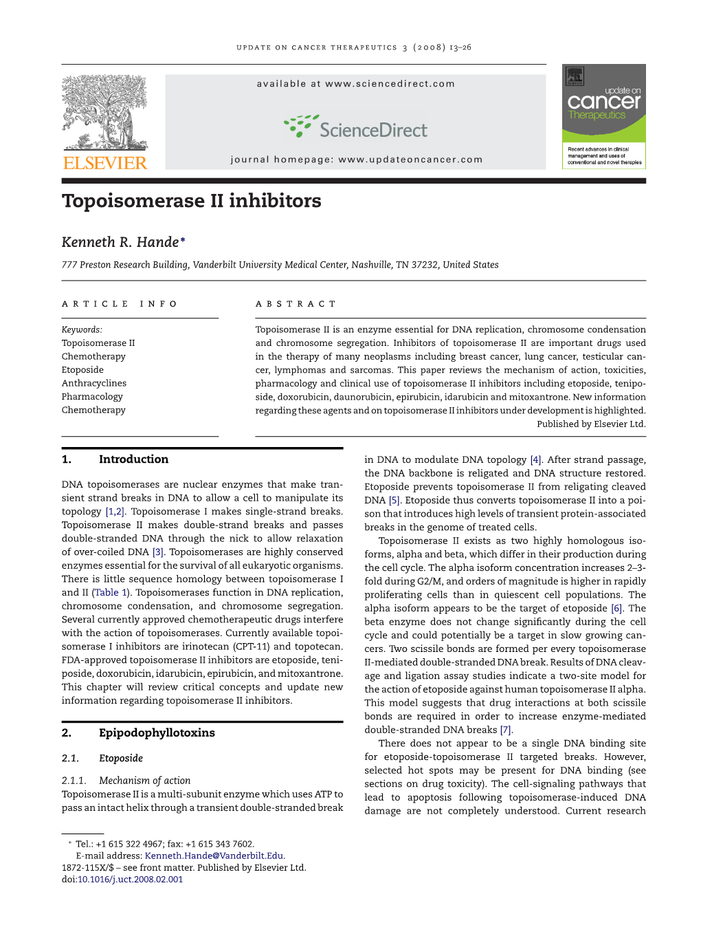 Topoisomerase II Inhibitors