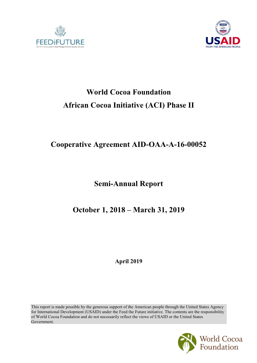 World Cocoa Foundation African Cocoa Initiative (ACI) Phase II