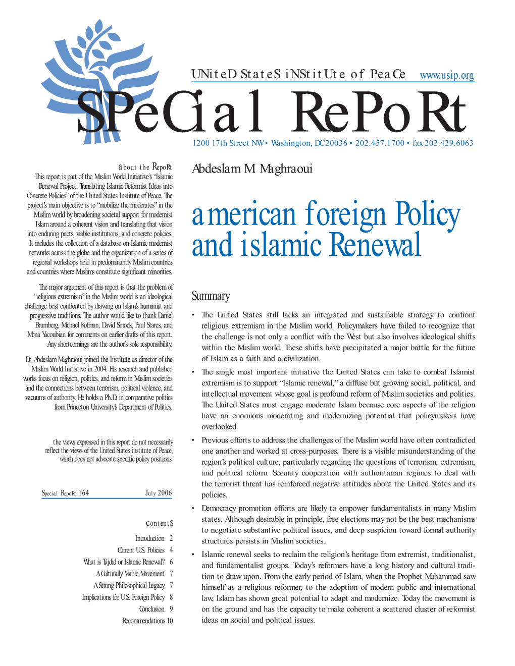 American Foreign Policy and Islamic Renewal