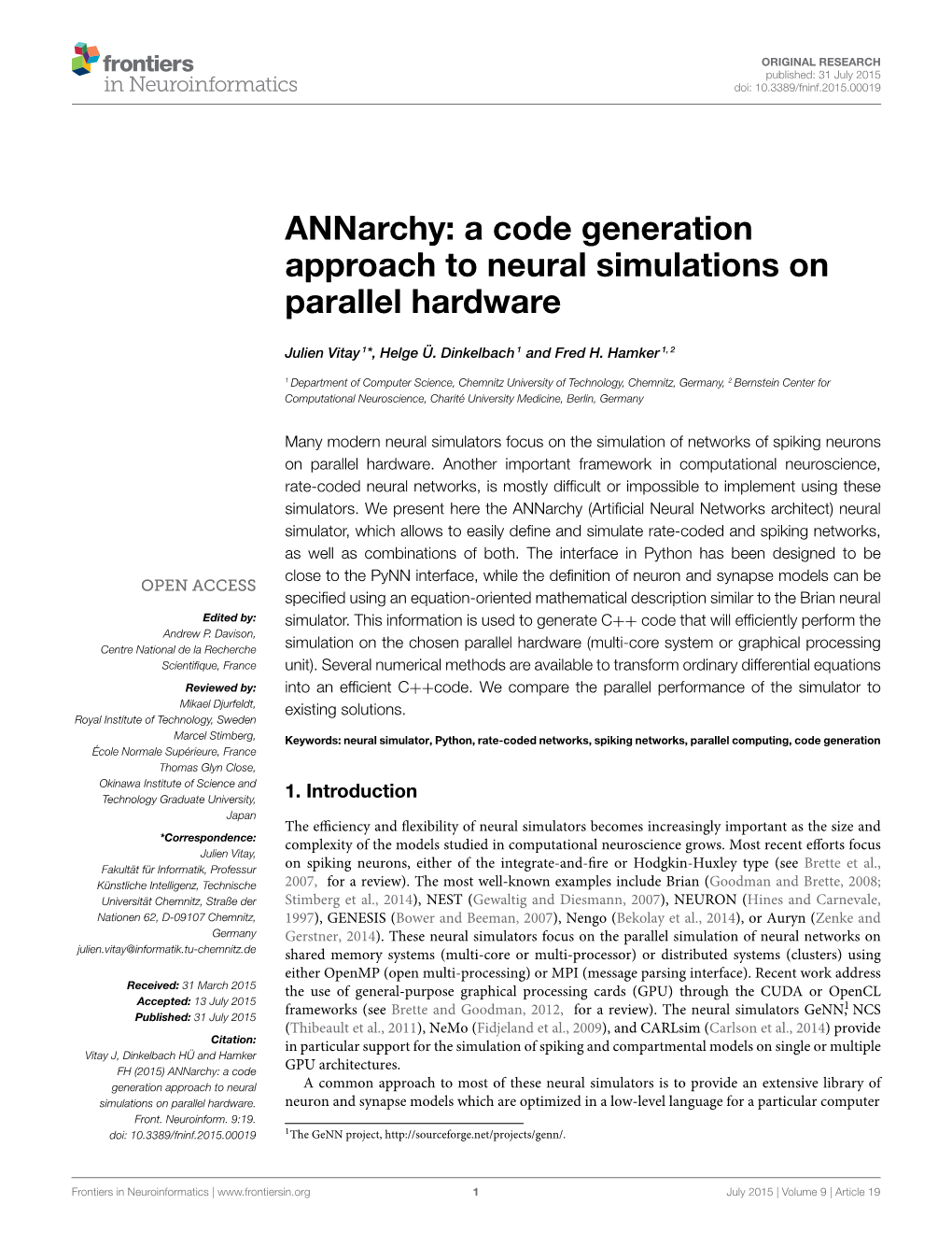 A Code Generation Approach to Neural Simulations on Parallel Hardware