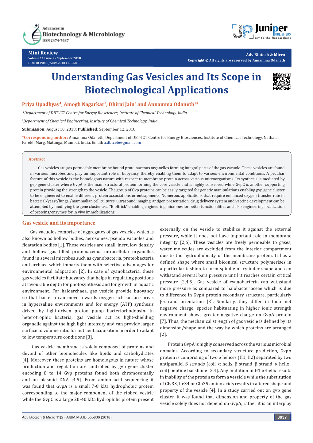 Understanding Gas Vesicles and Its Scope in Biotechnological Applications