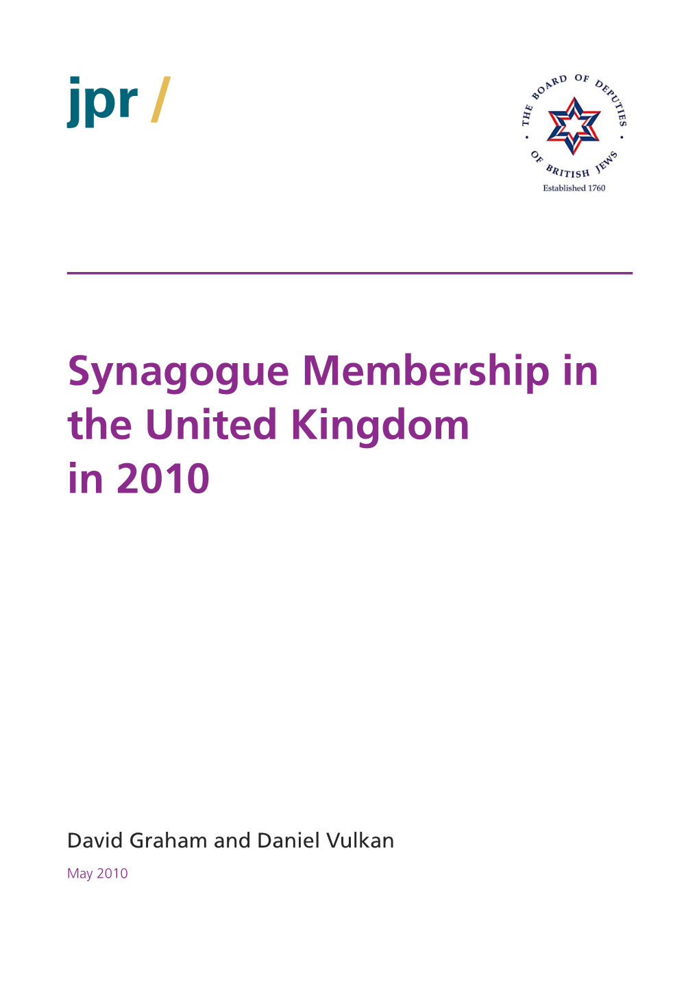 Synagogue Membership in the United Kingdom in 2010