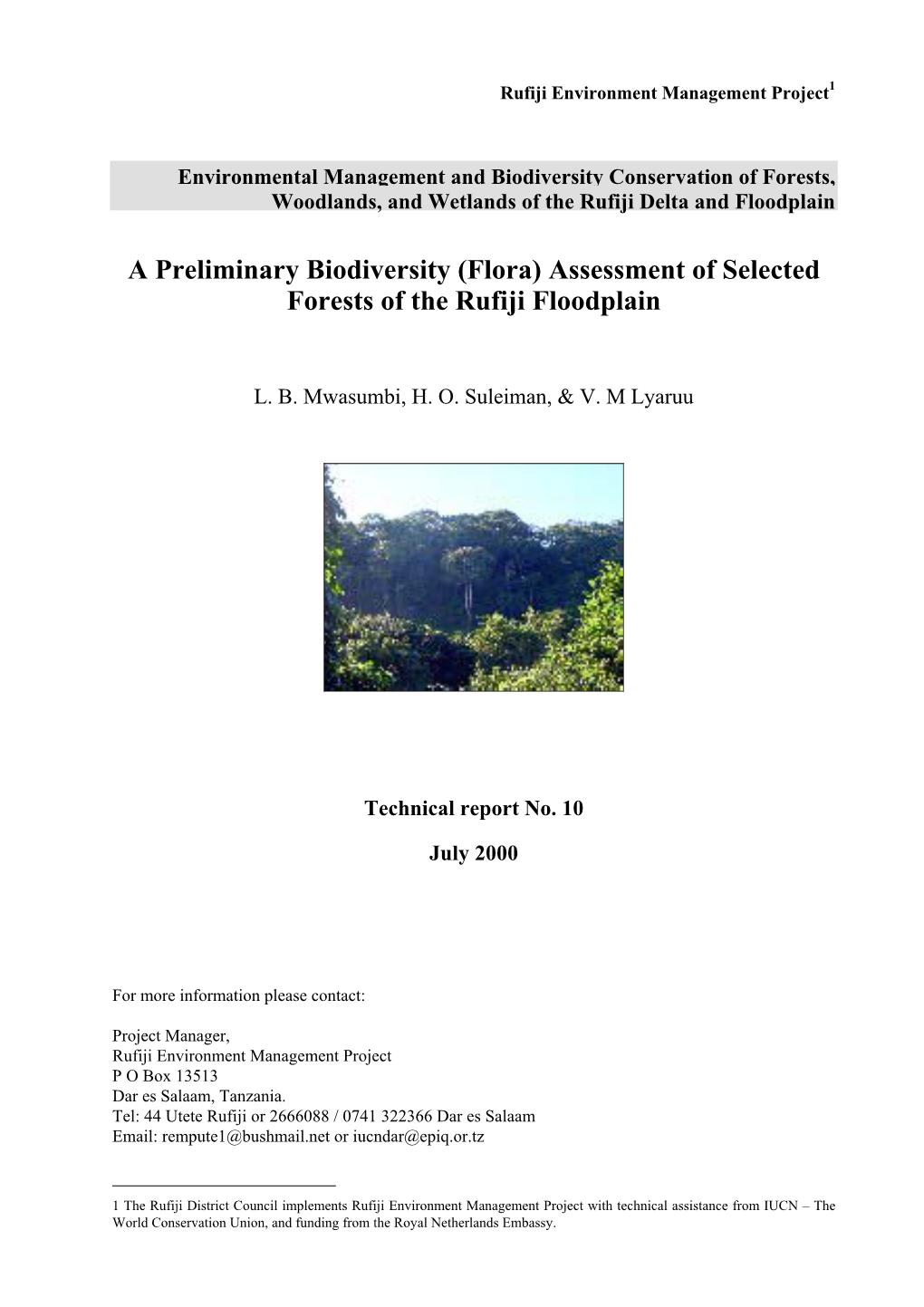 (Flora) Assessment of Selected Forests of the Rufiji Floodplain