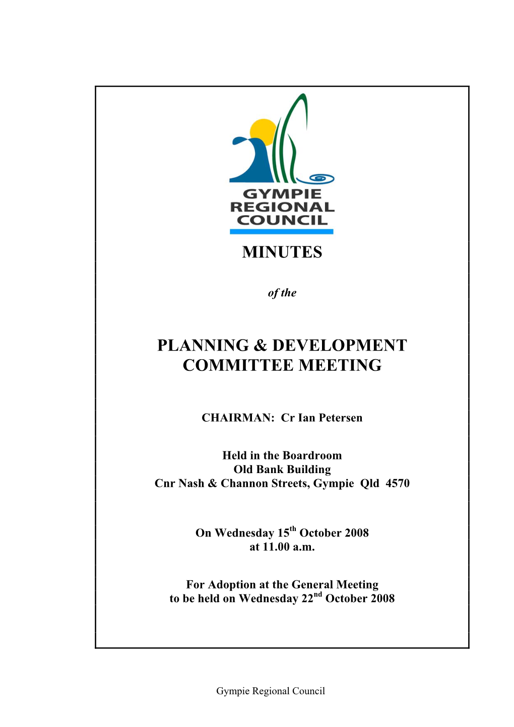 2008-10-15 Planning & Development Committee Meeting Minutes