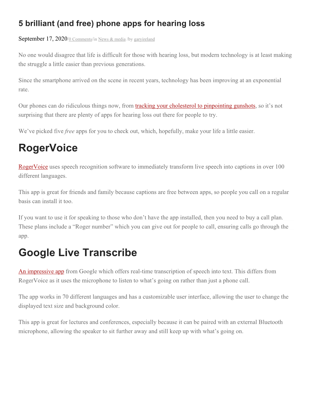 Rogervoice Google Live Transcribe