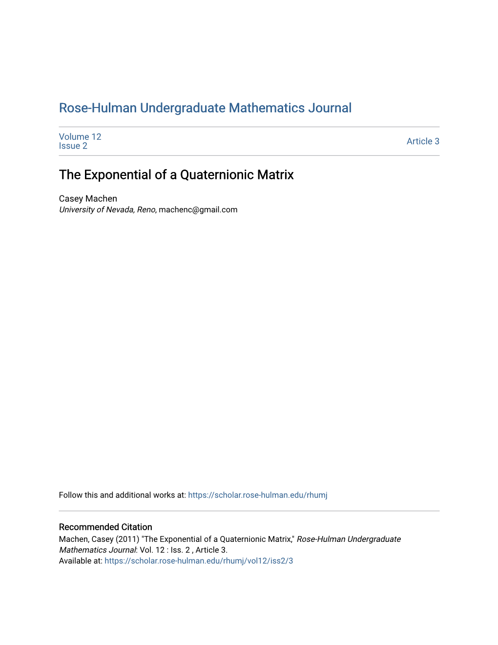 The Exponential of a Quaternionic Matrix
