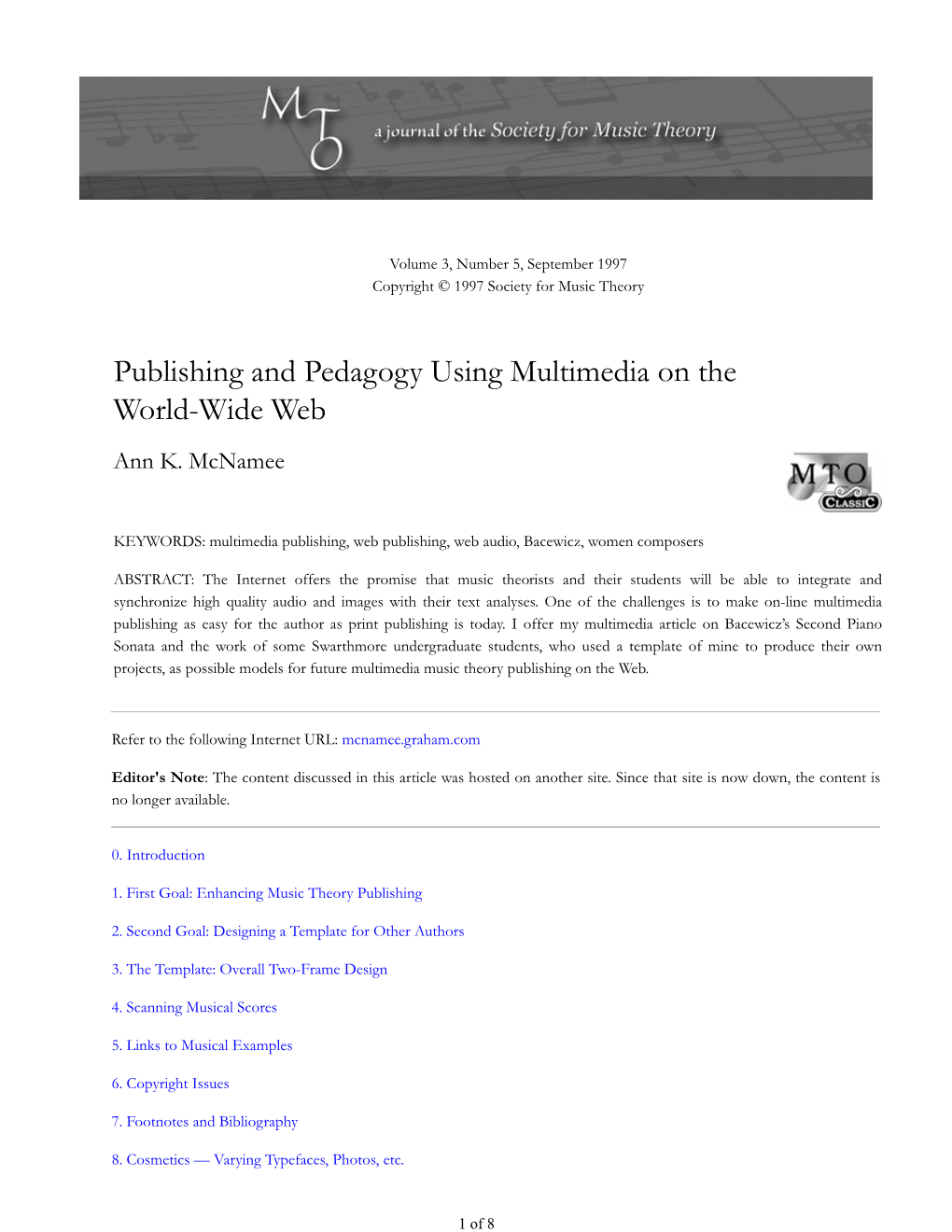 MTO 3.5: Mcnamee, Publishing and Pedagogy