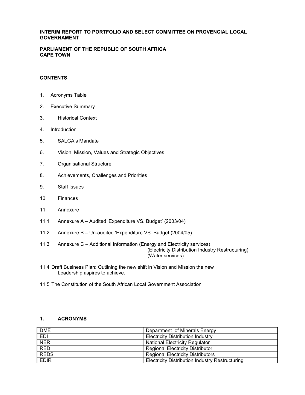 Progress Report: September 2004 to February 2005