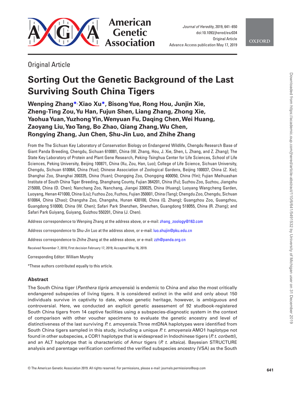 Sorting out the Genetic Background of the Last Surviving South China