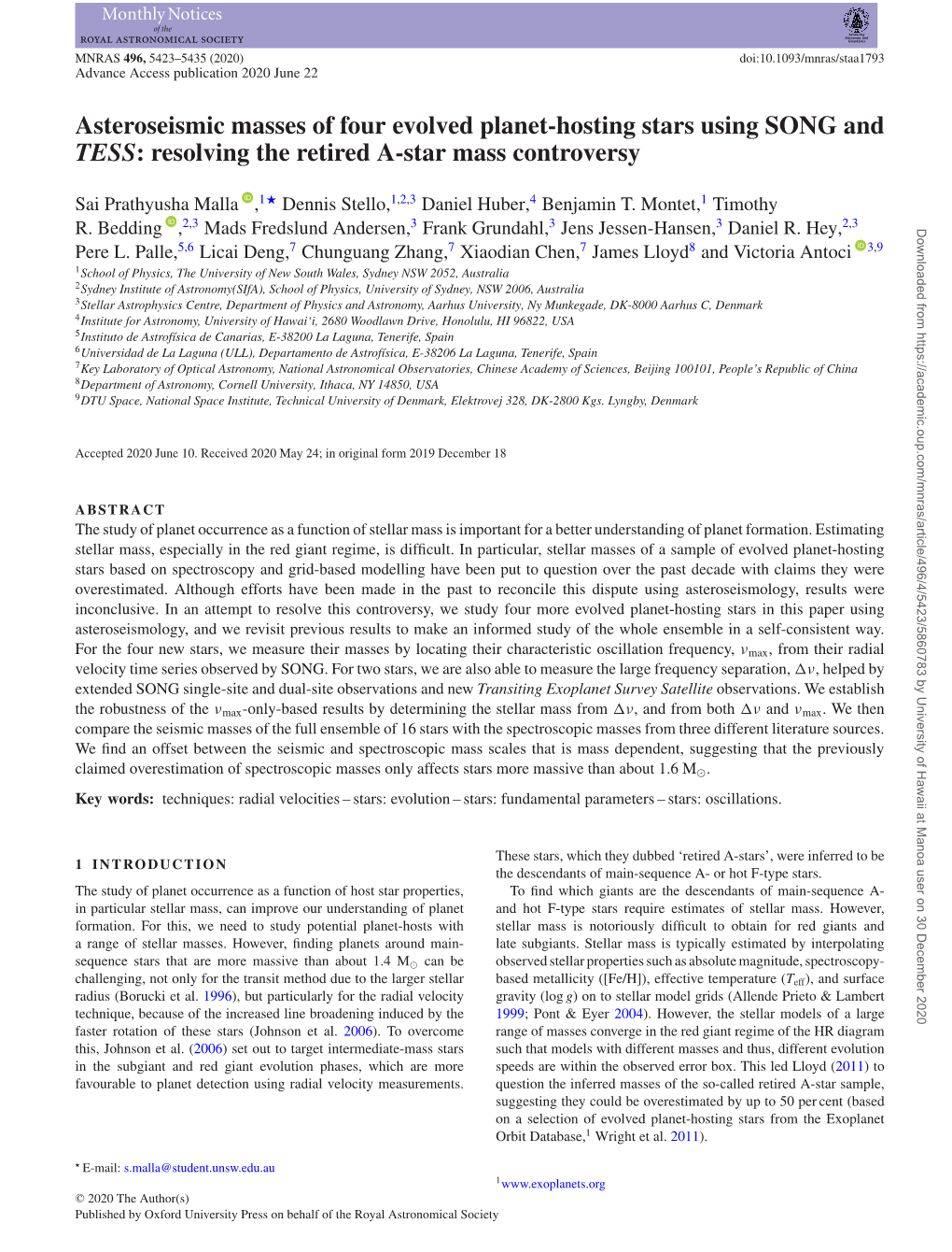 Asteroseismic Masses of Four Evolved Planet-Hosting Stars Using SONG and TESS: Resolving the Retired A-Star Mass Controversy