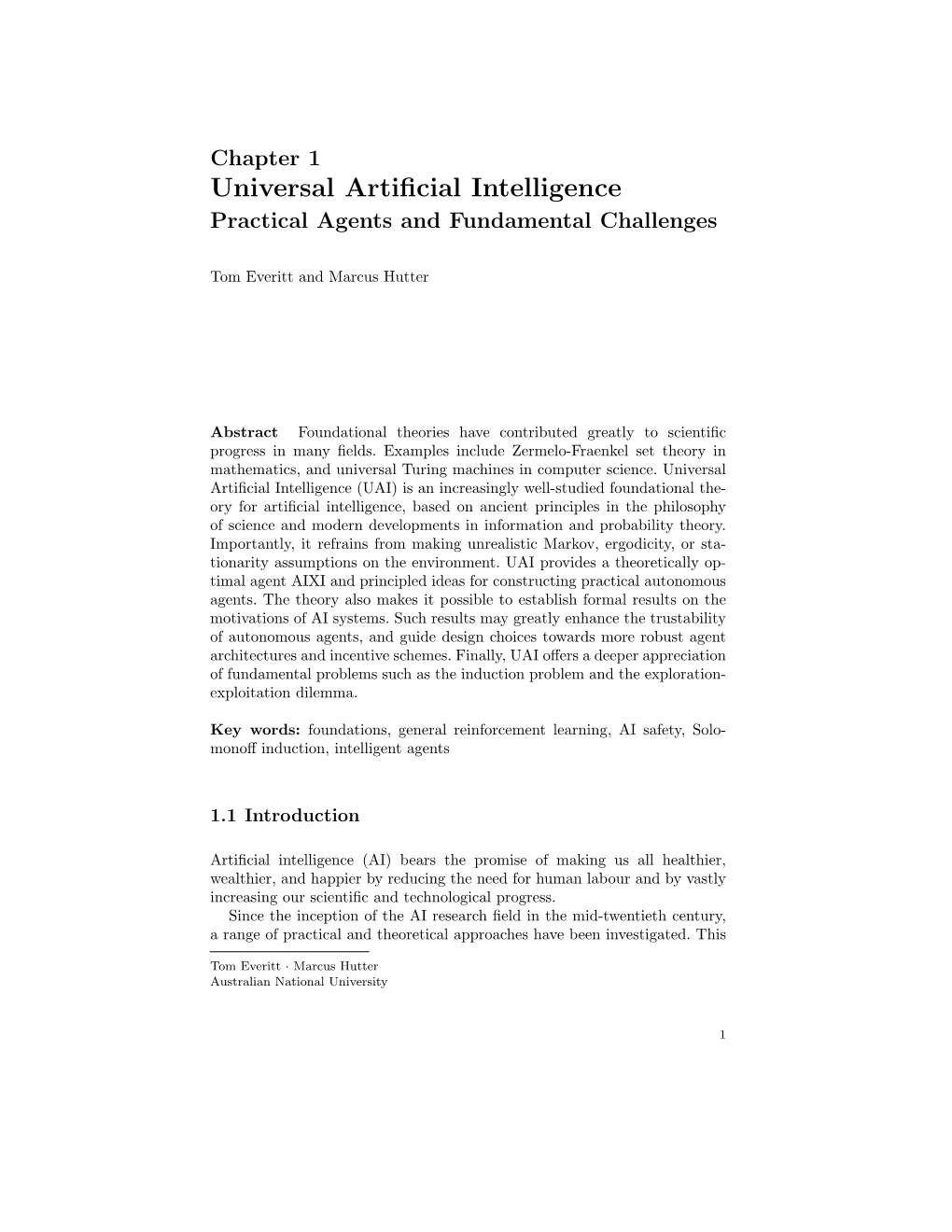 Universal Artificial Intelligence