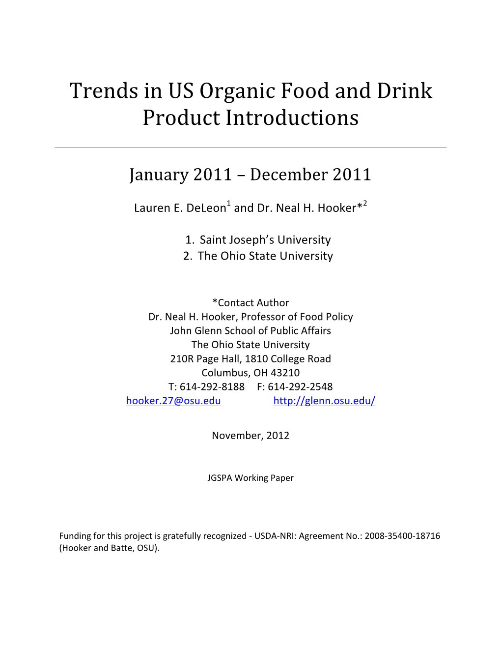 Trends in US Organic Food and Drink Product Introductions