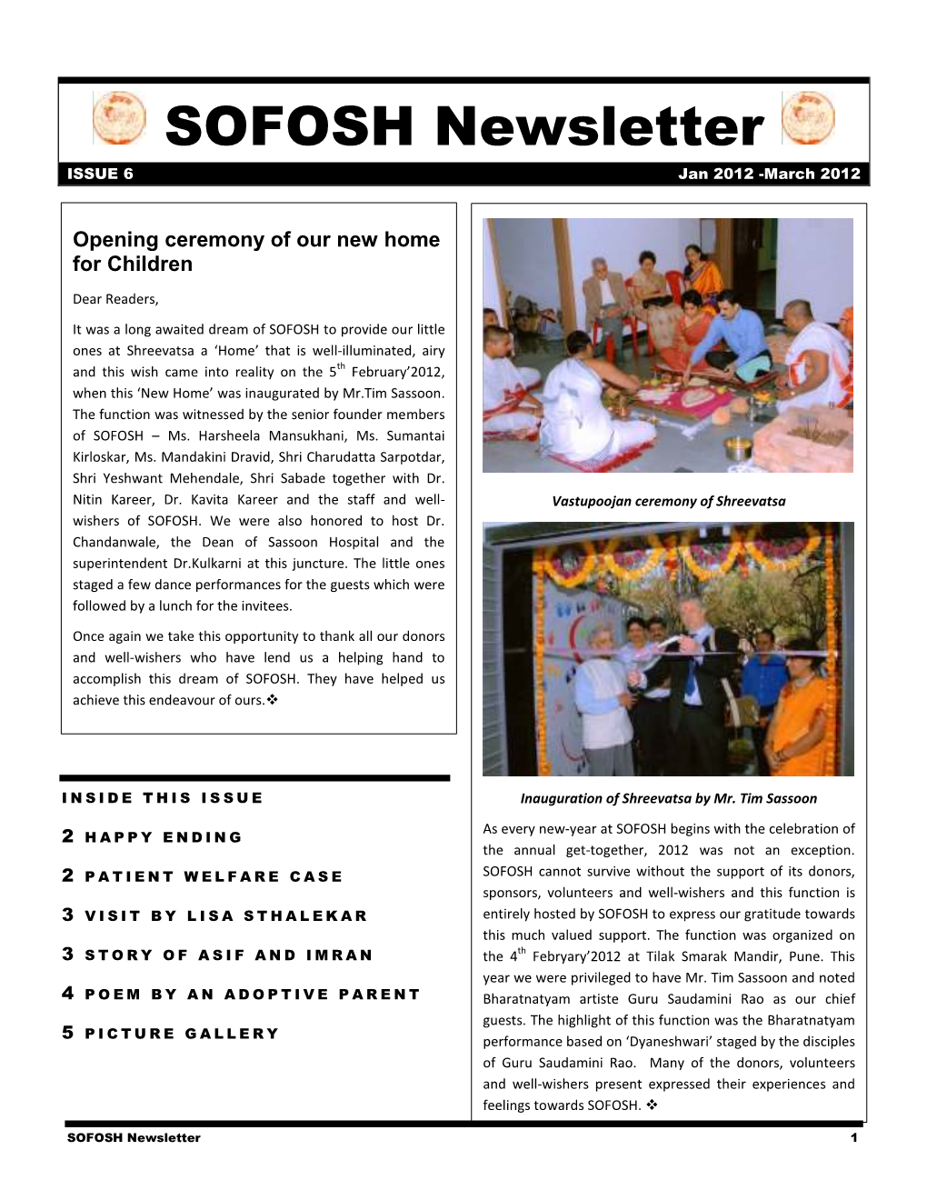 SOFOSH Newsletter