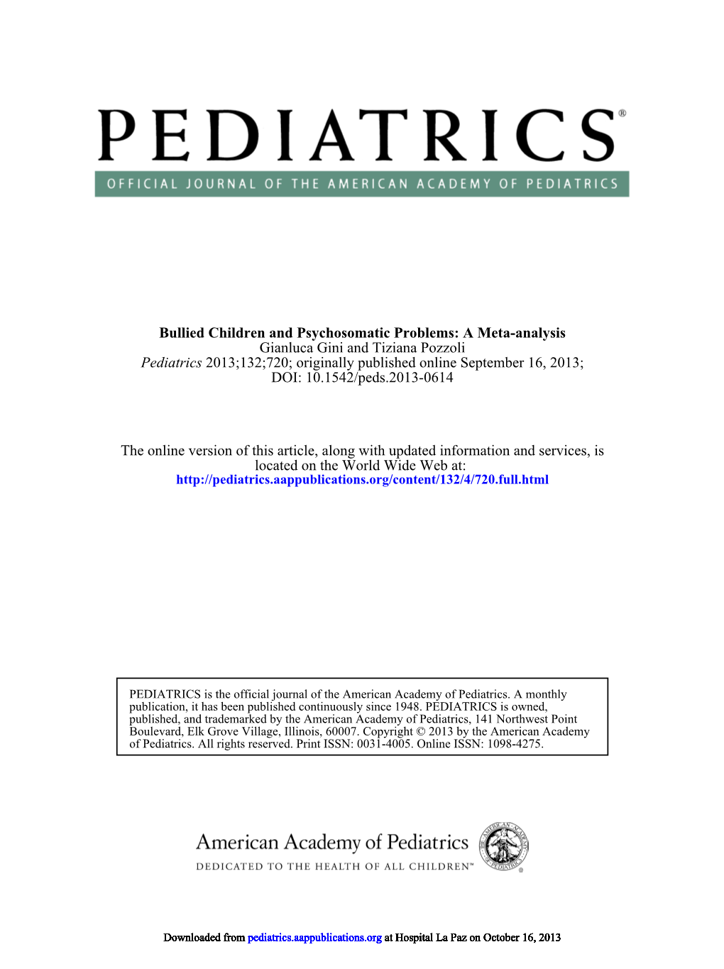 Bullied Children and Psychosomatic Problems a Meta-Analysis.Pdf